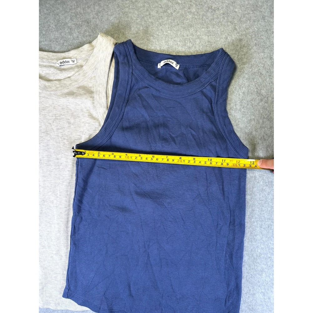 Addax Ribbed Tank Top Womens L Gray Marlin Cotton Stretch Halter Neck Lot Of 2 - Picture 5 of 9